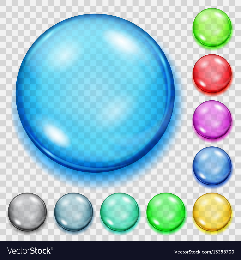 Set of transparent colored spheres with shadows Vector Image