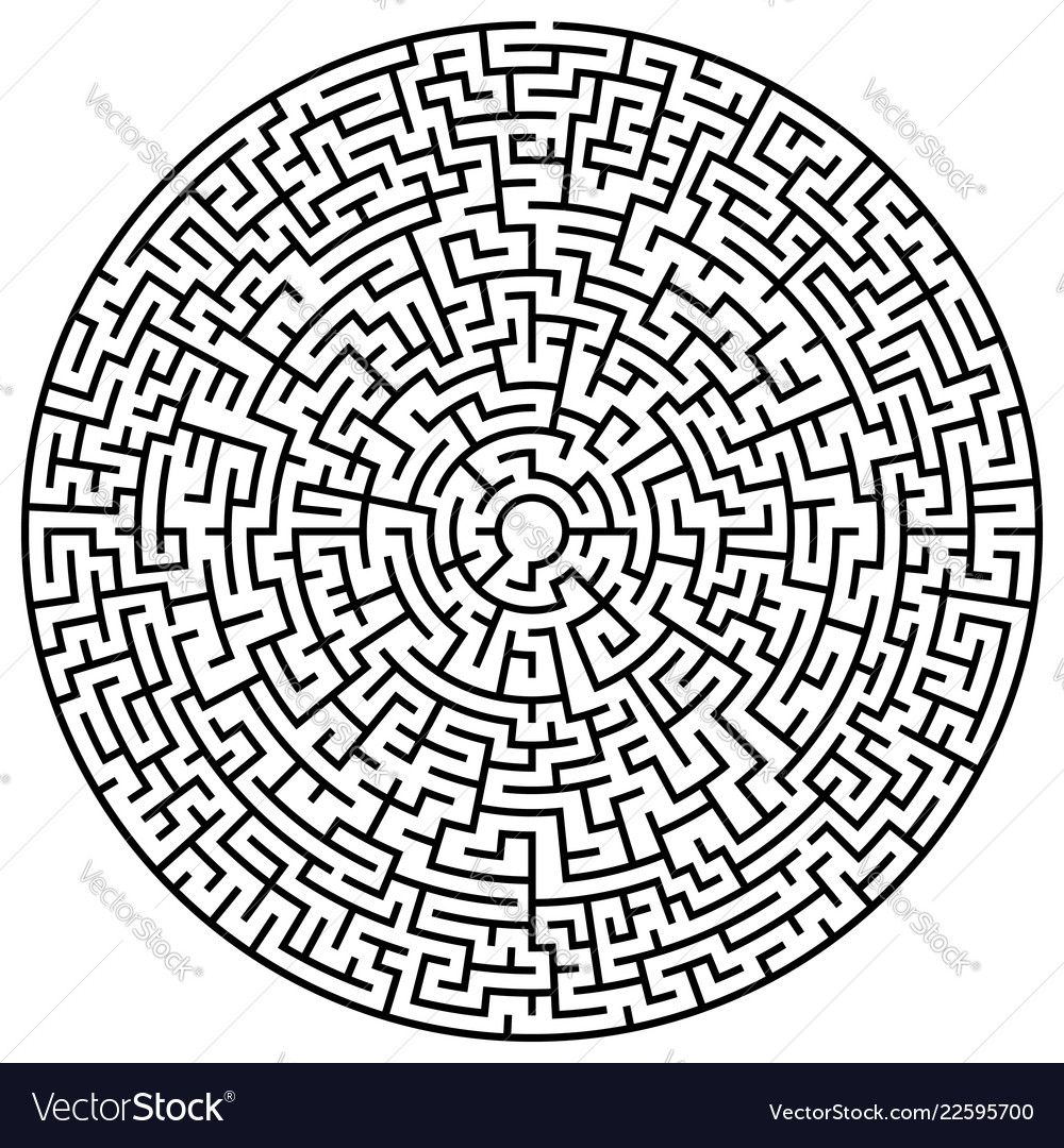 Solvable circular maze element isolated on white vector image Solvable circular maze element isolated on white