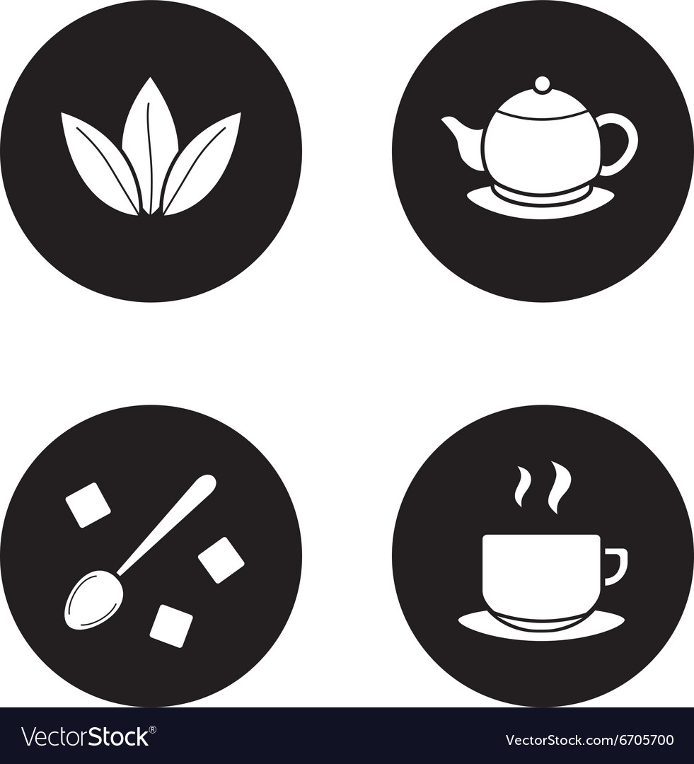 Tea items simple icons set