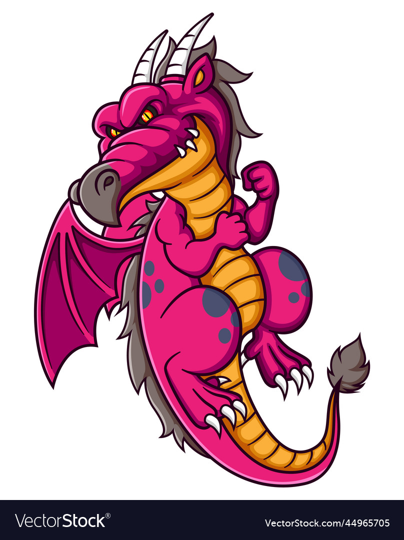 A strong red dragon cartoon character Royalty Free Vector