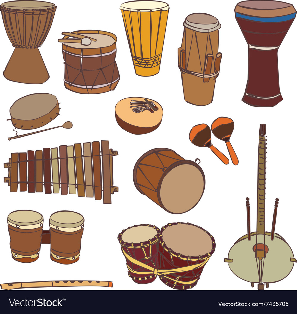 african-traditional-musical-instruments-royalty-free-vector