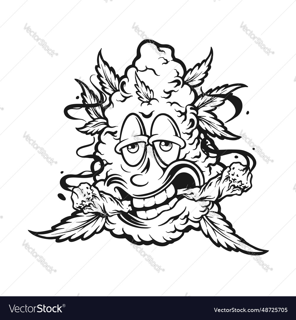 Cannabis bud creature monster happy highs Vector Image