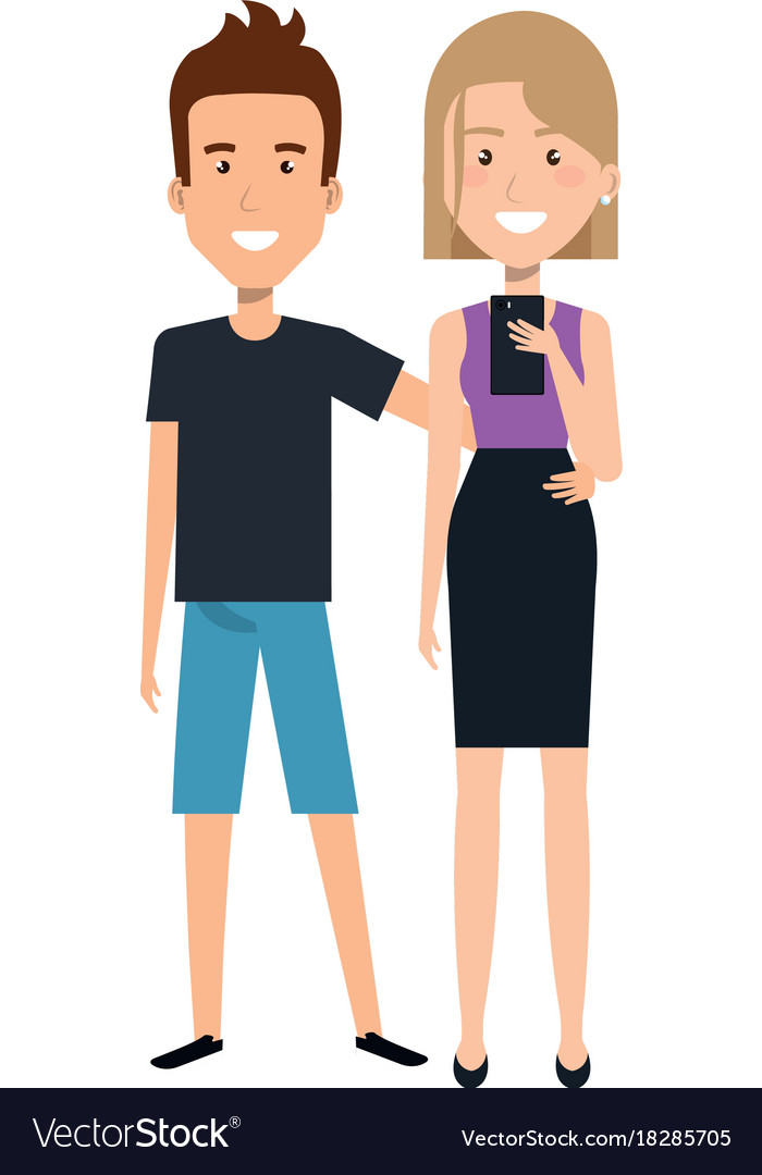 Couple chatting with smartphone Royalty Free Vector Image