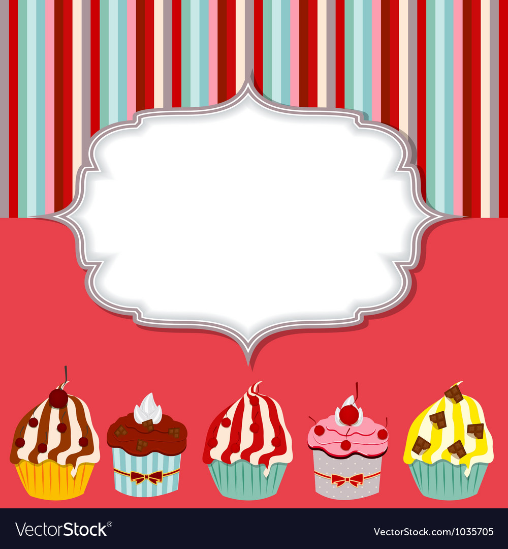 Cupcake invitation card Royalty Free Vector Image