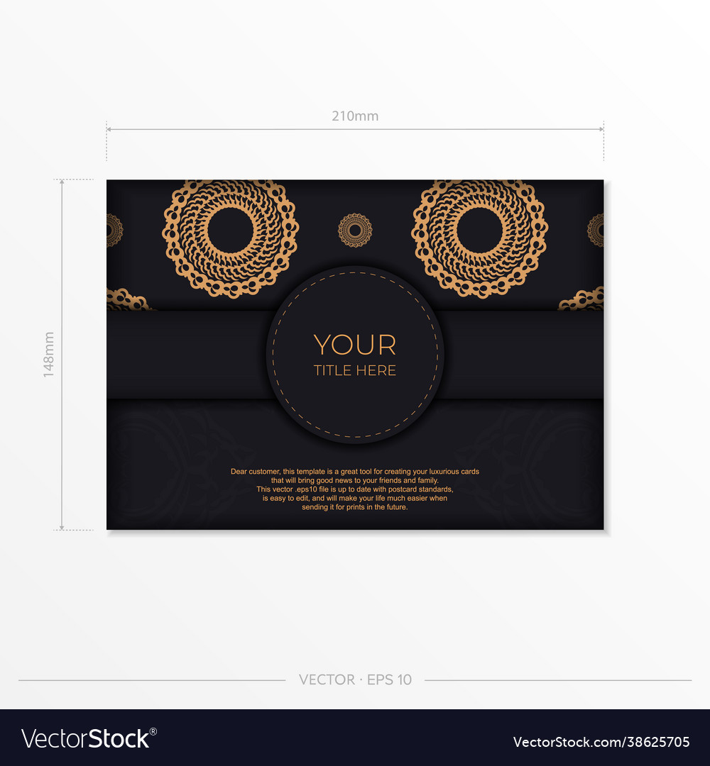 Dark black gold invitation card template