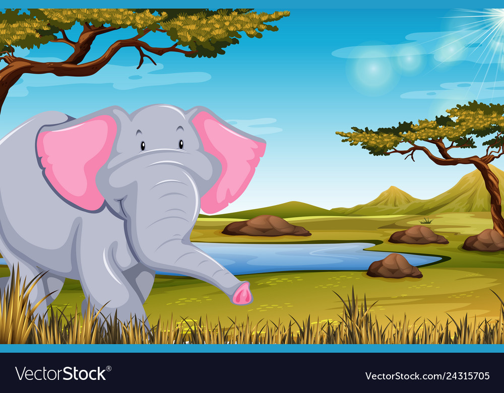 Elephant in african scene