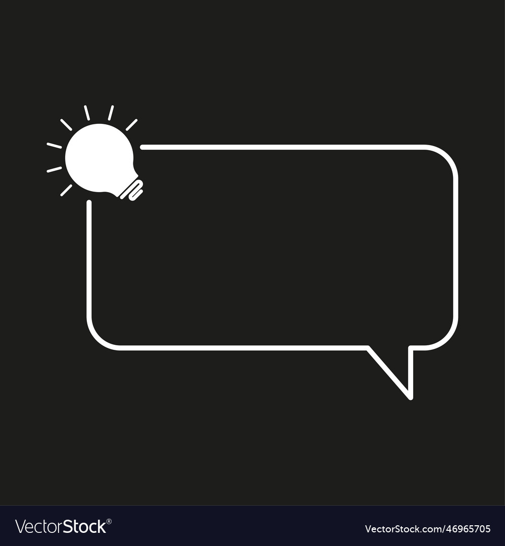 Frame message light bulb black background text vector image Frame message light bulb black background text
