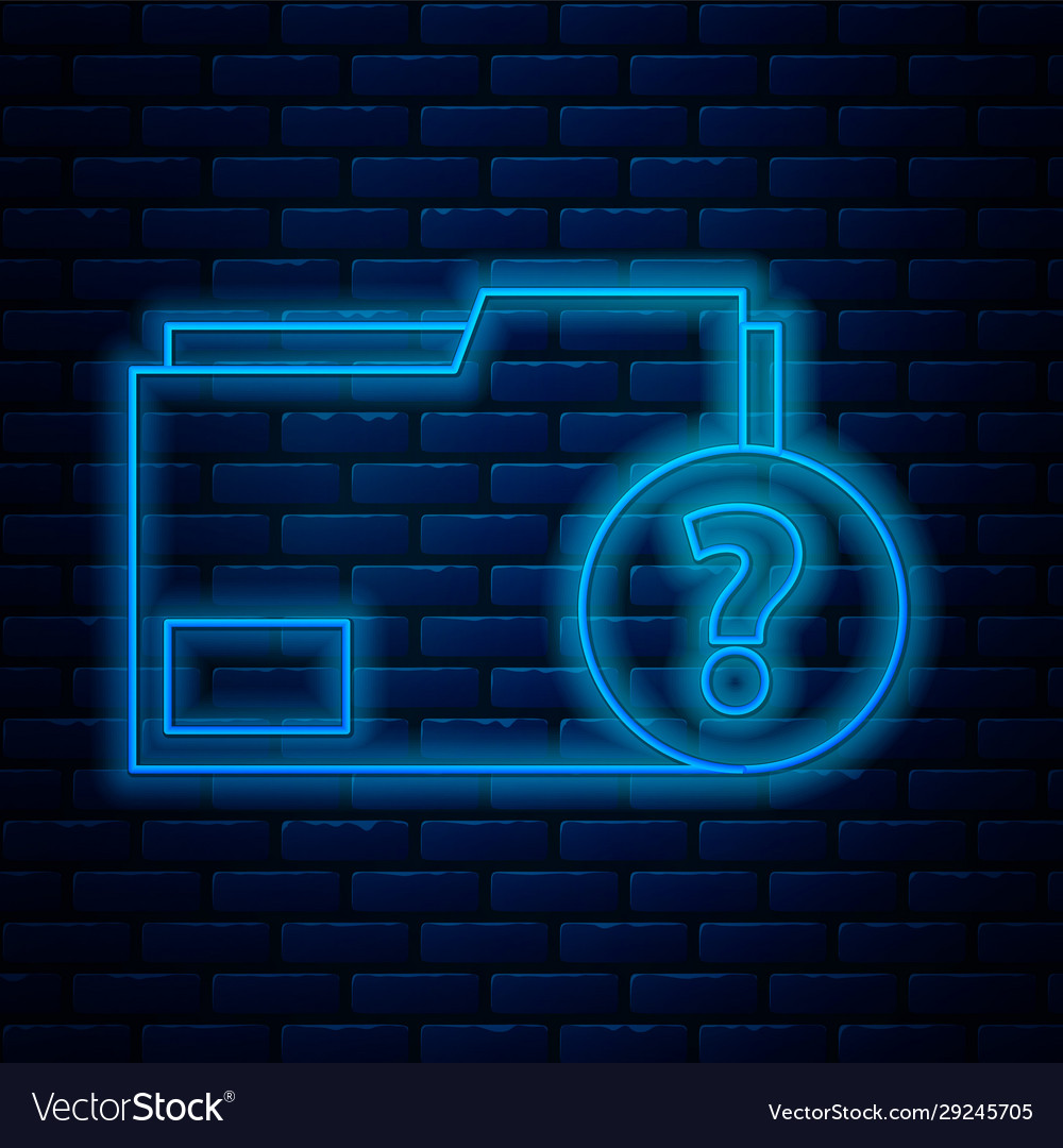 Glowing neon line unknown document folder icon vector image Glowing neon line unknown document folder icon