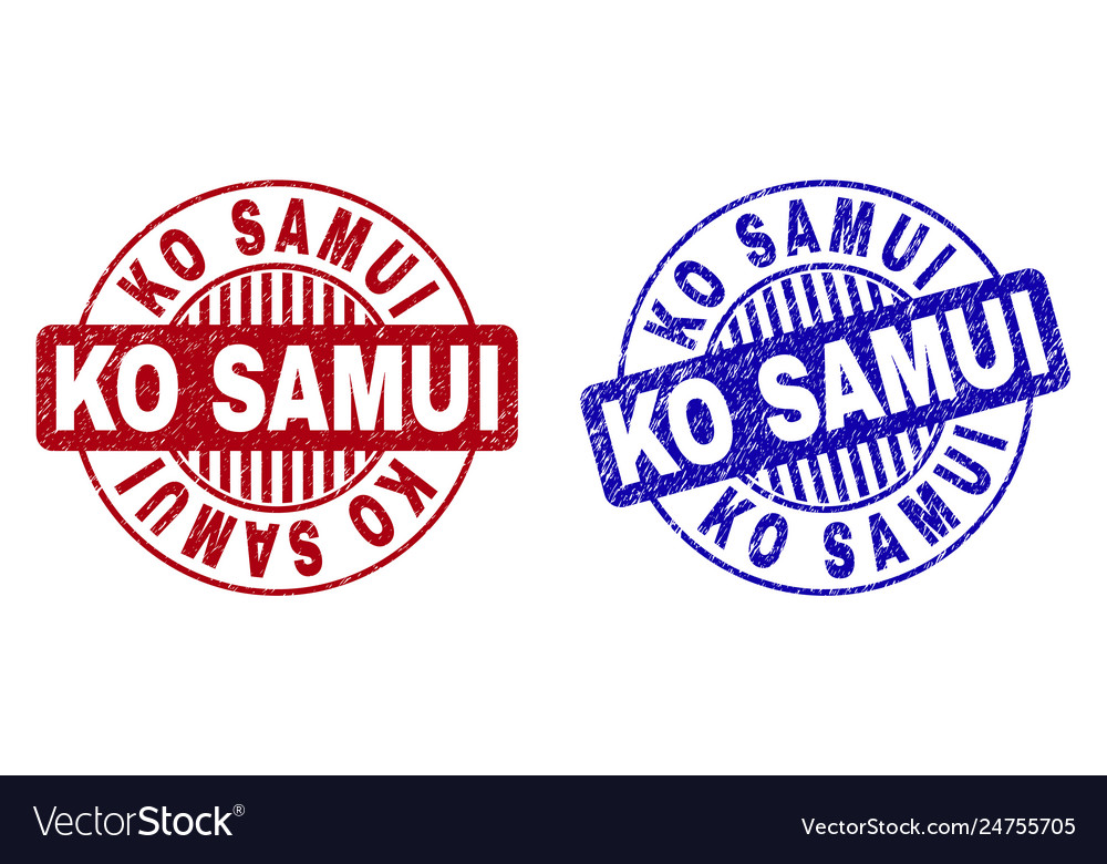 Grunge ko samui scratched round stamps