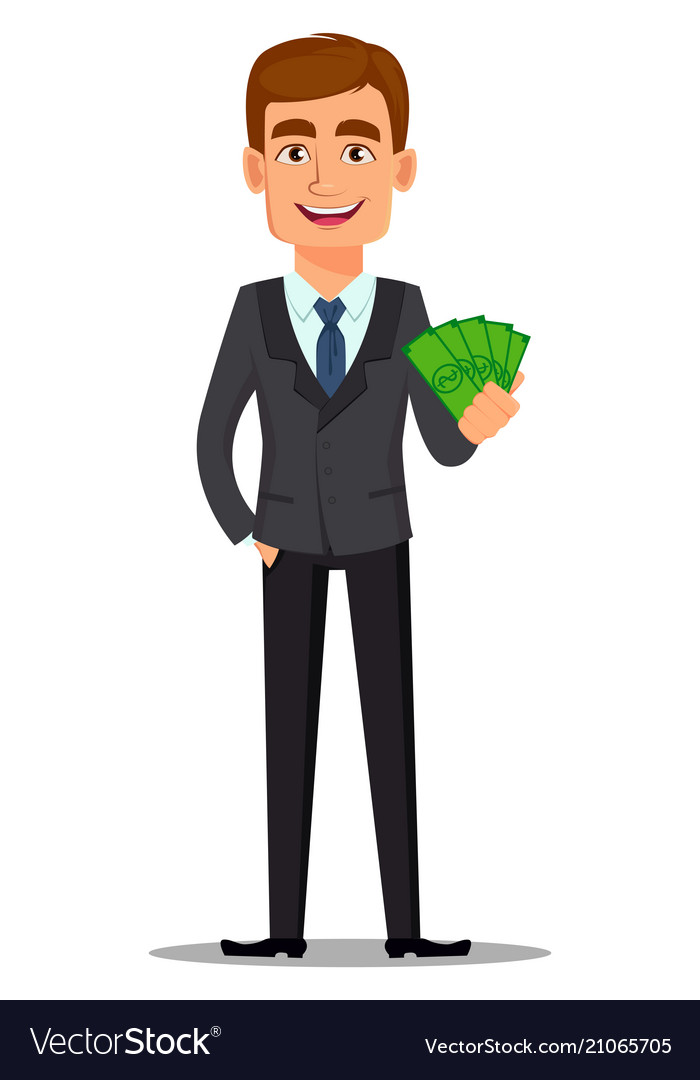 Handsome banker in business suit Royalty Free Vector Image