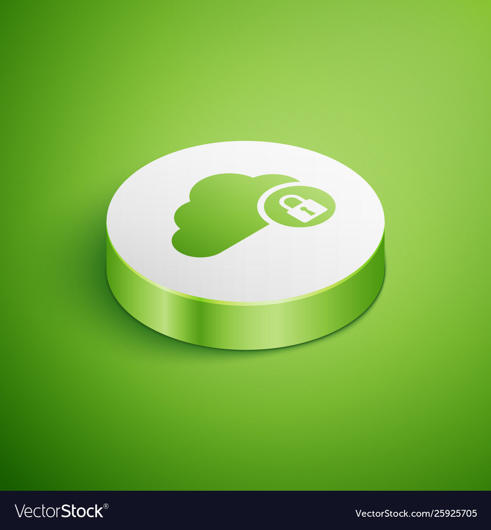 Isometric cloud computing lock icon isolated vector image Isometric cloud computing lock icon isolated