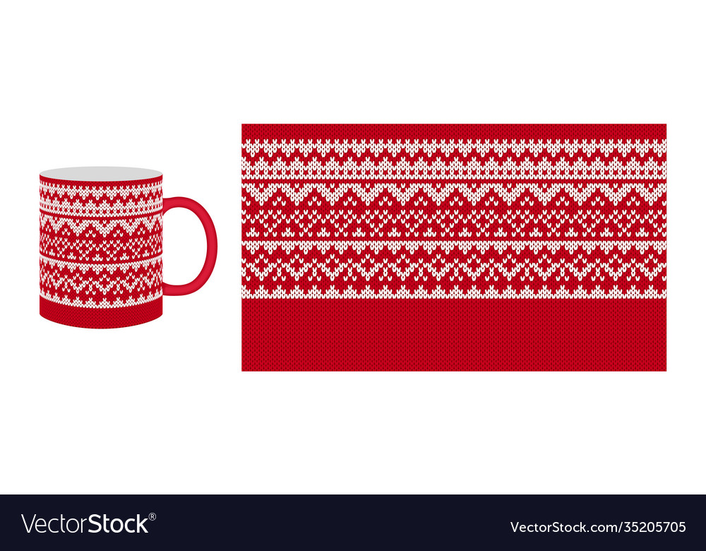 Knit seamless pattern red print border design vector image Knit seamless pattern red print border design