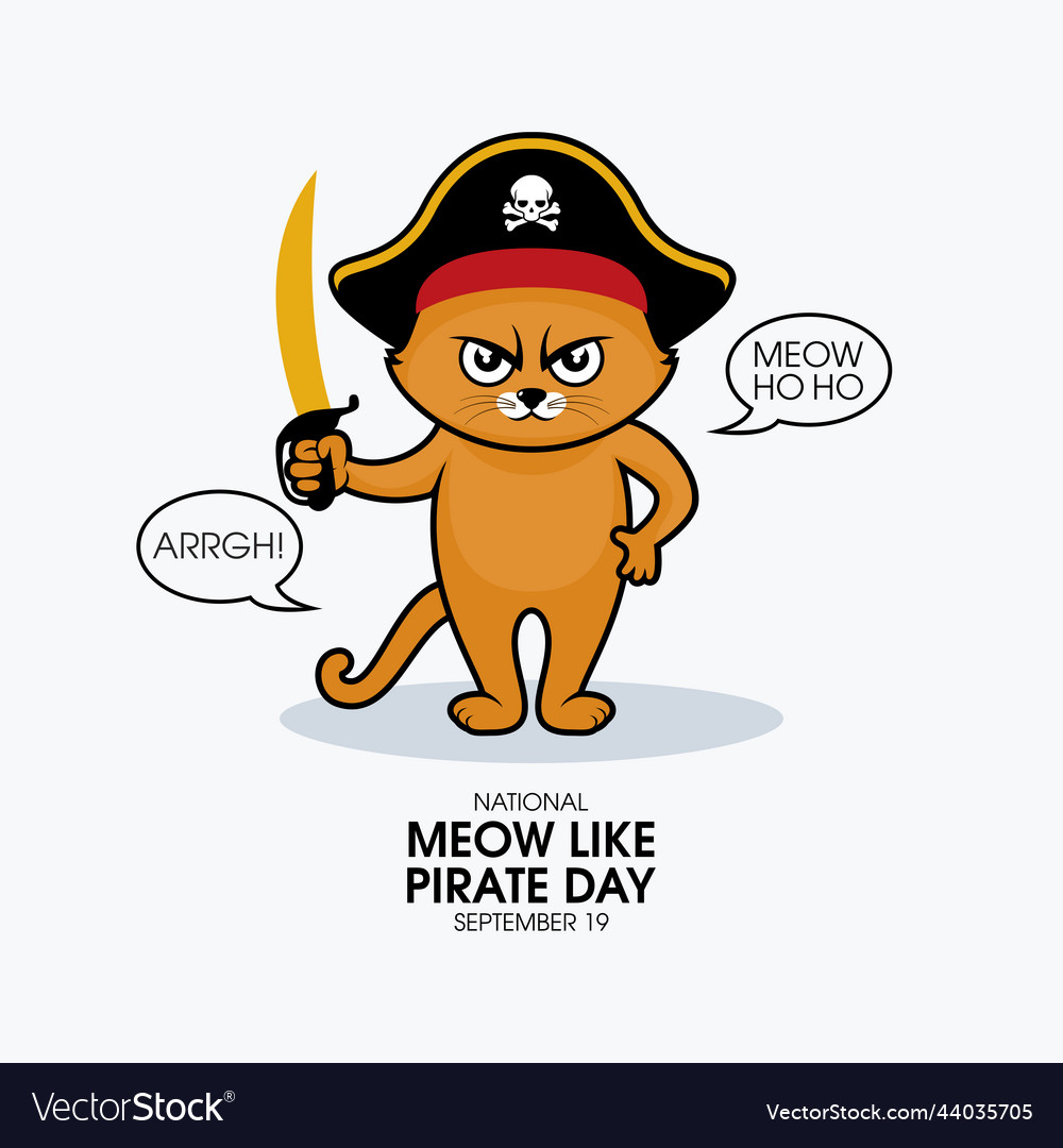 National meow like a pirate day poster Royalty Free Vector