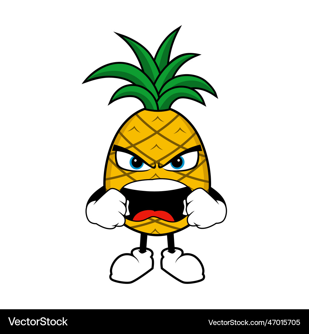 Pineapple fruit mascot cartoon with angry gesture Vector Image
