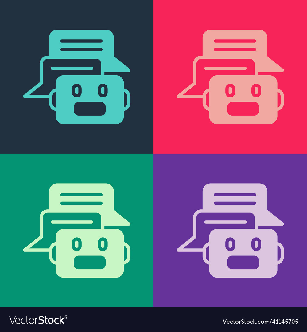 Pop art chat bot icon isolated on color background vector image Pop art chat bot icon isolated on color background