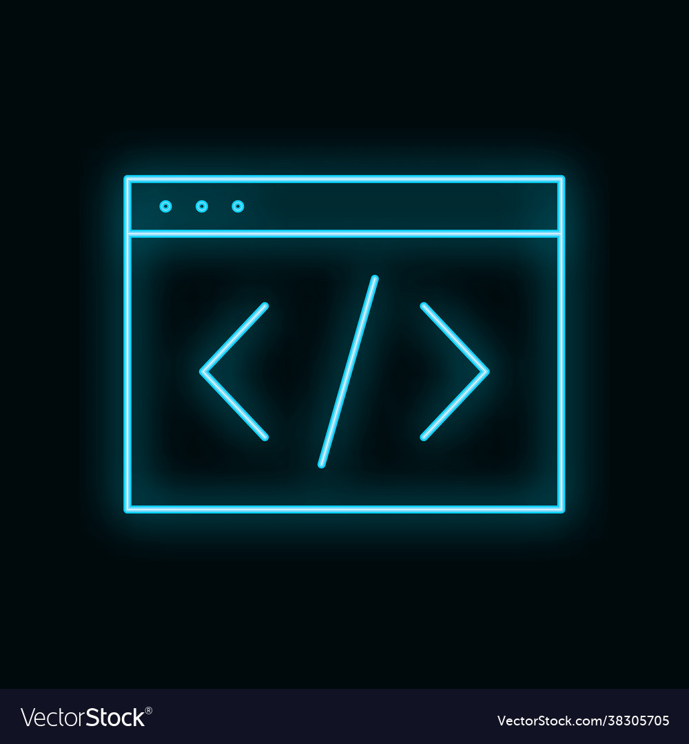 Programming concept online computer icon neon Vector Image Programming concept online computer icon neon