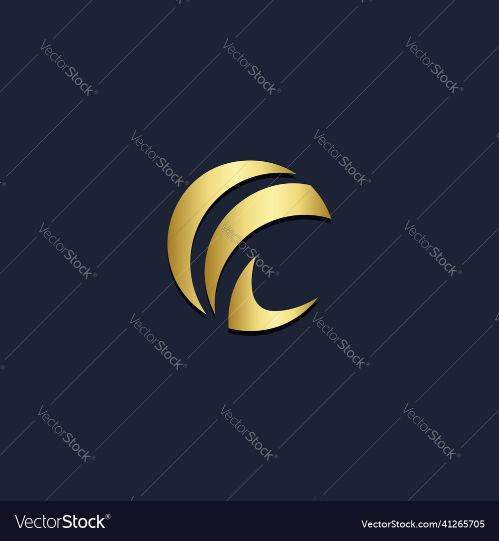 Round curve abstract c initial gold logo Vector Image