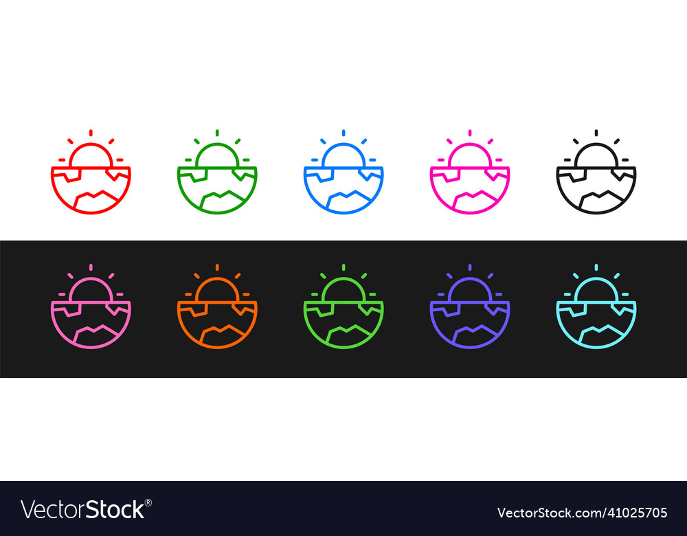 Set line earth core structure crust icon isolated vector image Set line earth core structure crust icon isolated