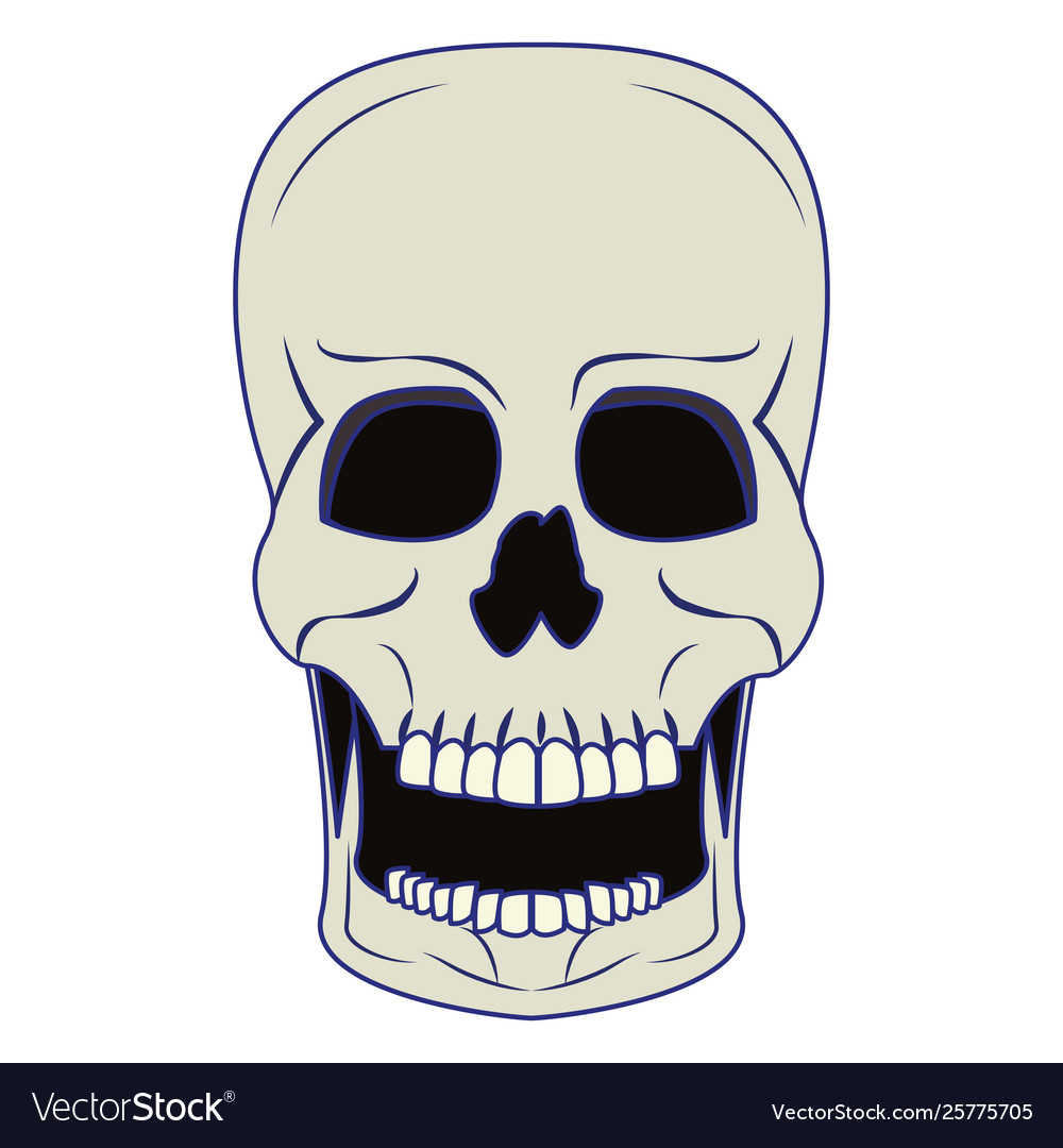 Skull human skeleton cartoon isolated symbol blue