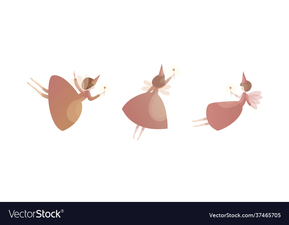 Tender fairies in neat dresses fluttering