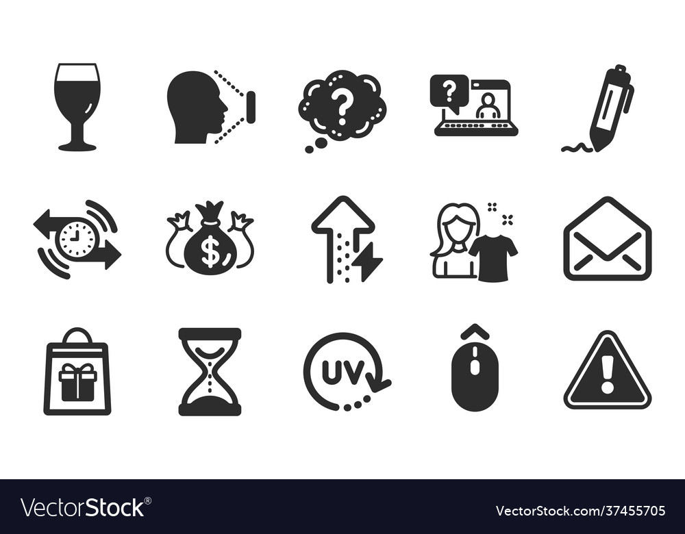 Timer swipe up and faq icons set energy growing vector image Timer swipe up and faq icons set energy growing