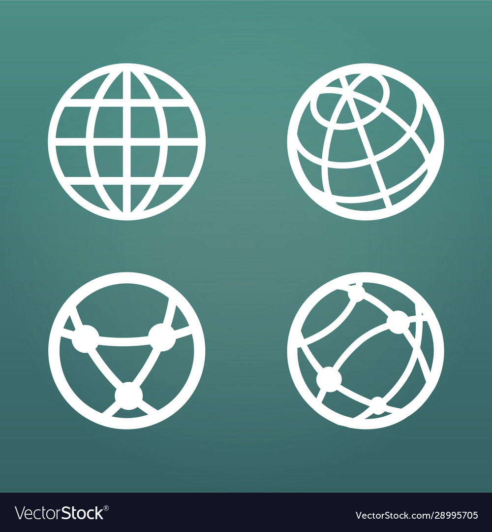 Weiße lineare Globus-Symbole für Web-Apps ui vector image Weiße lineare Globus-Symbole für Web-Apps ui