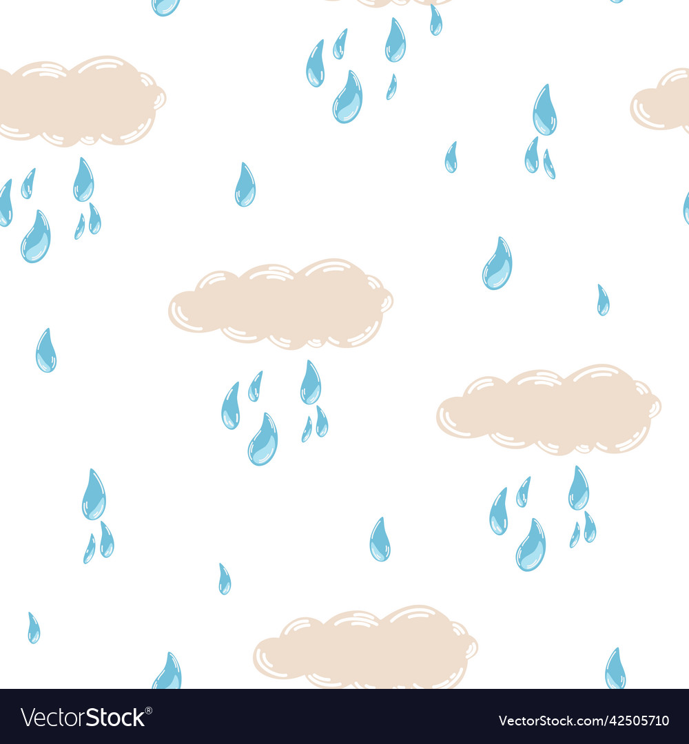 Clouds with rain seamless pattern weather