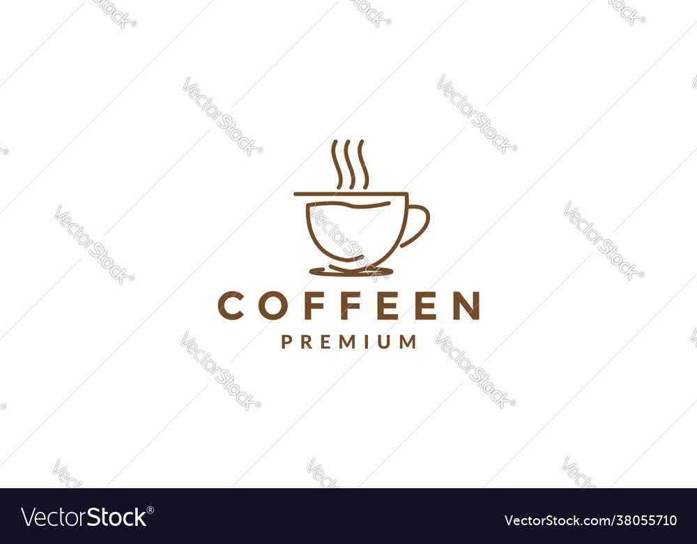 Continuous lines coffee cup logo symbol icon Vector Image