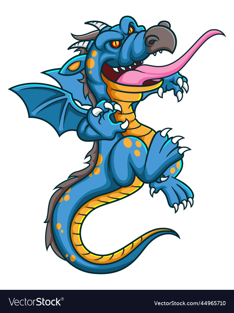 Fantasy Blue Dragon Flying And Angry Royalty Free Vector