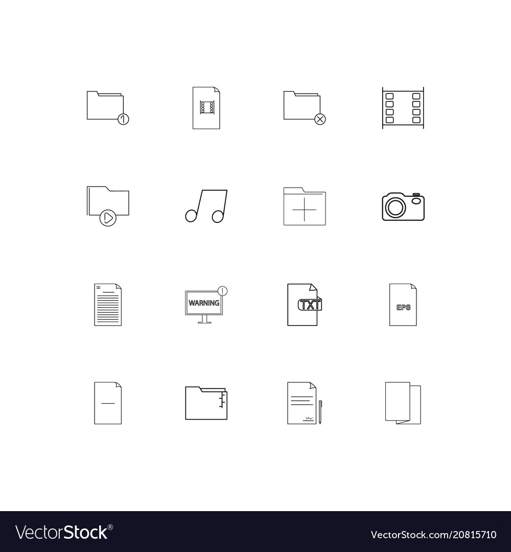 Files and folders sign linear thin icons set