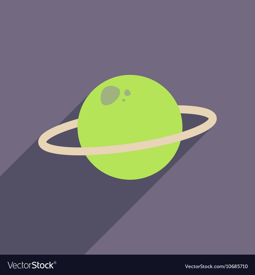 Flat web icon with long shadow planet
