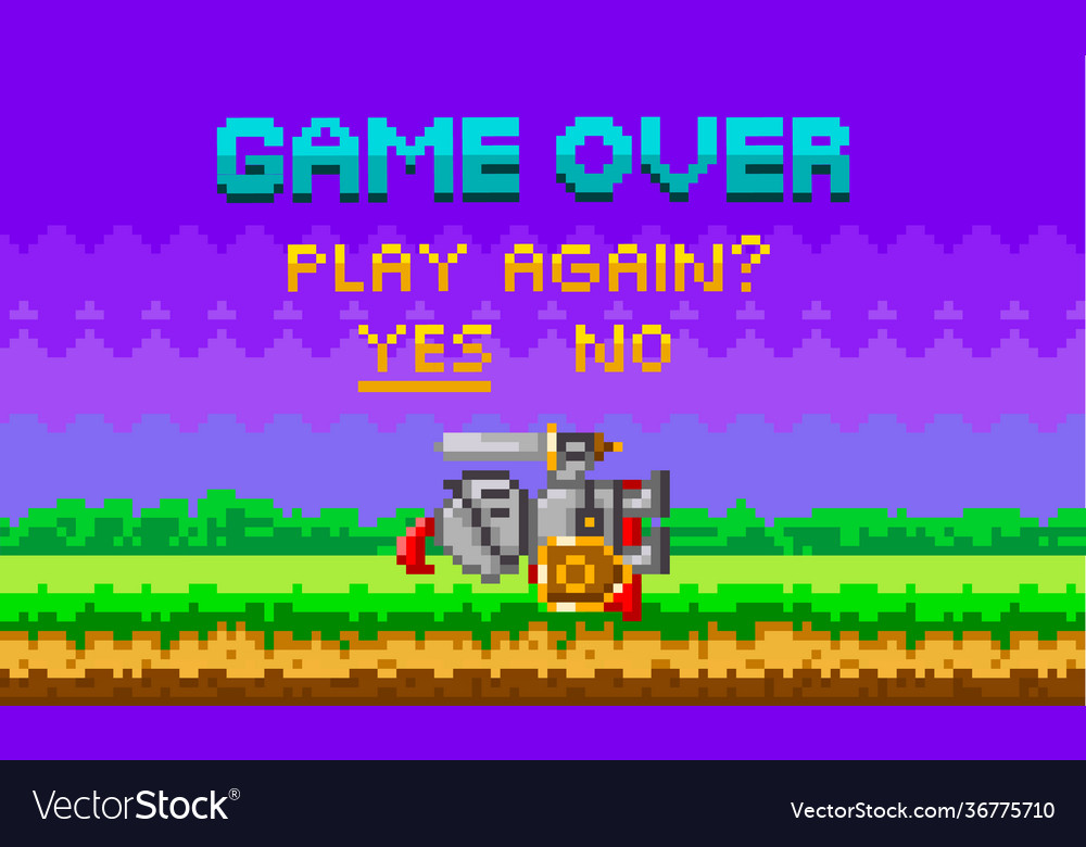 Game over pixel-game background with perished