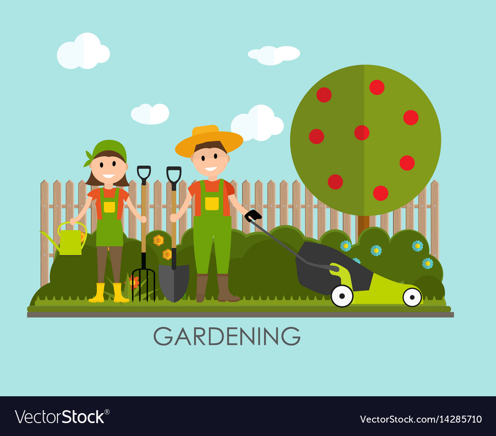 Garden background farmer Royalty Free Vector Image