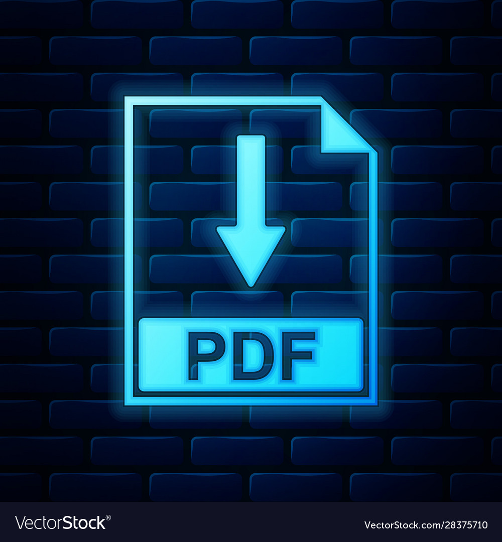 Glowing neon pdf file document icon isolated vector image Glowing neon pdf file document icon isolated