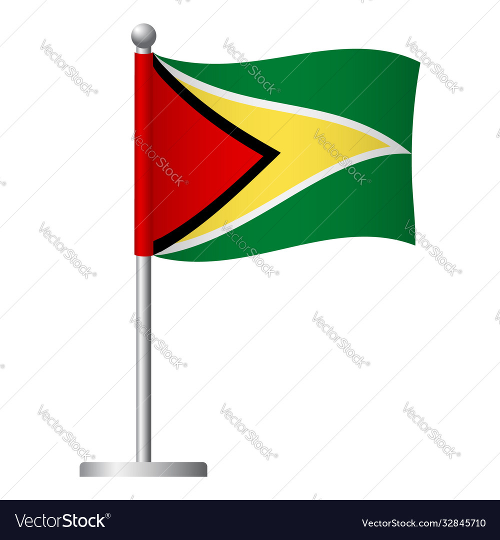 Guyana flag on pole icon Royalty Free Vector Image