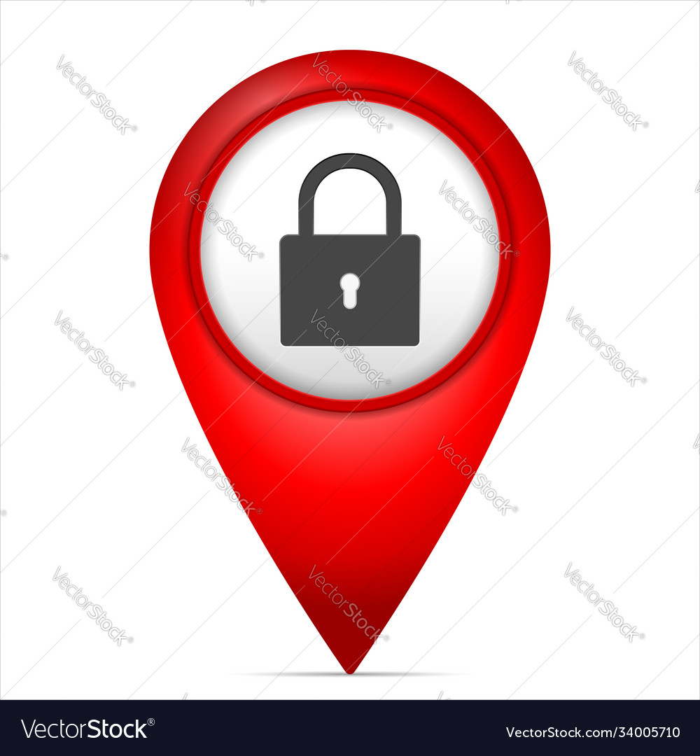 Map marker with padlock symbol
