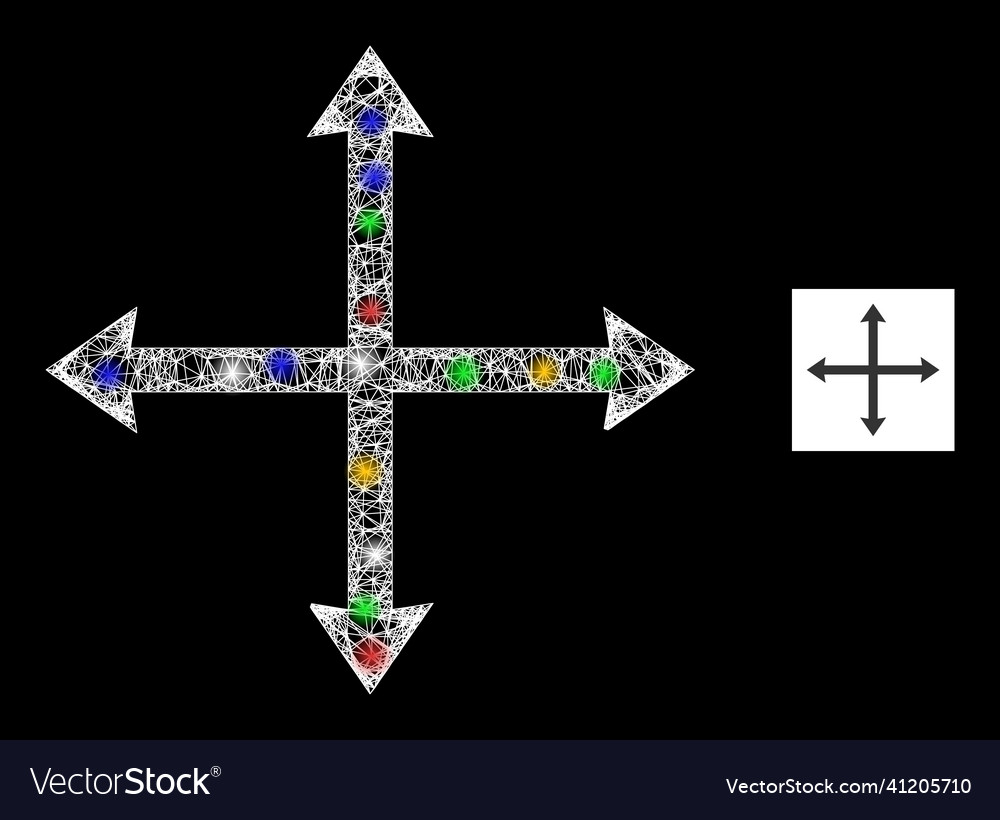 Network mesh expand icon with colored flash nodes vector image Network mesh expand icon with colored flash nodes