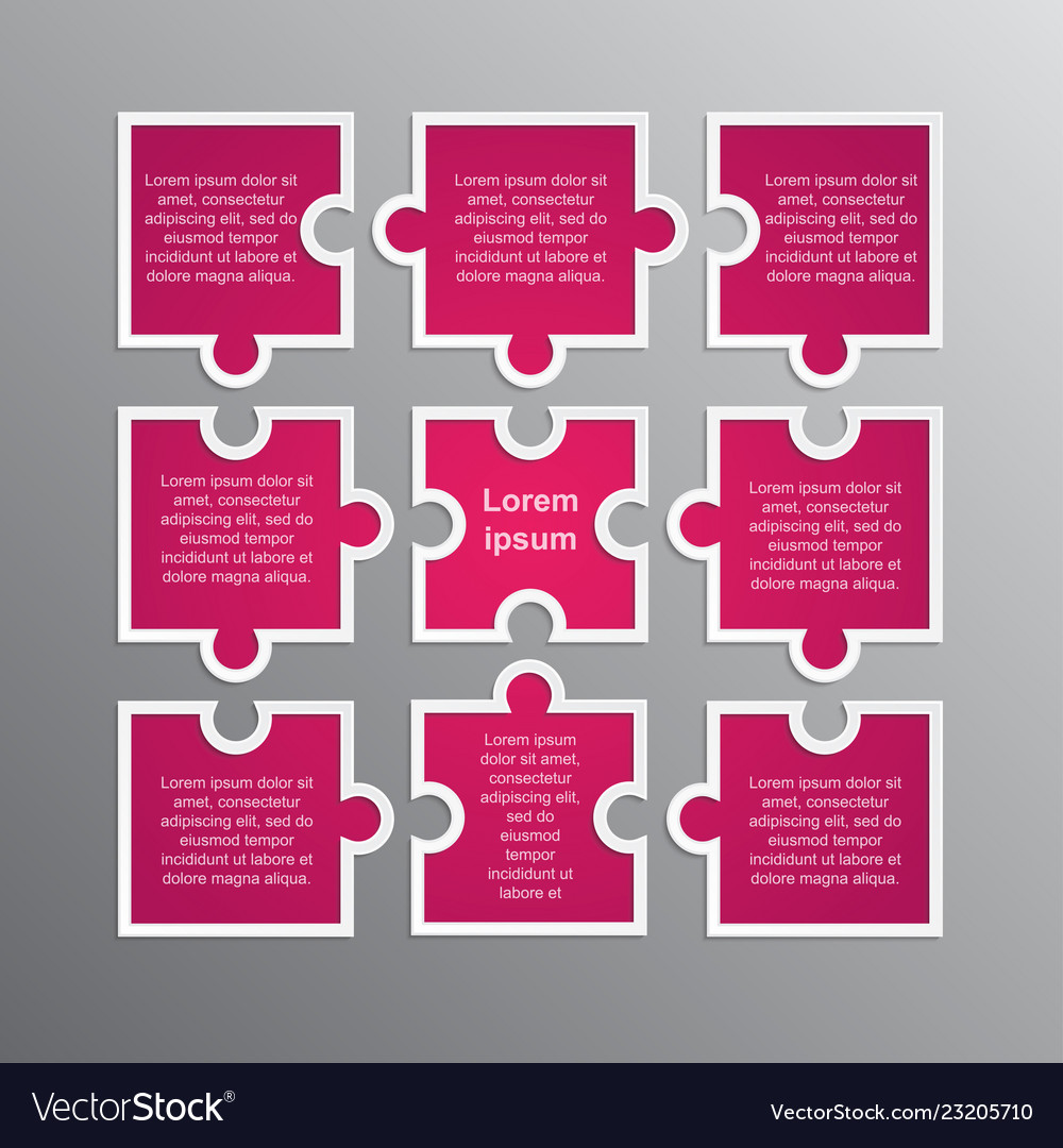 Puzzle infographic nine steps banner piece