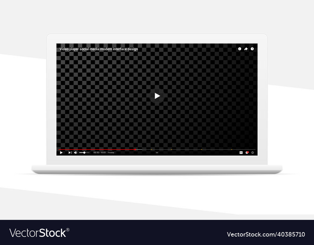 Responsive design desktop web video player page vector image Responsive design desktop web video player page