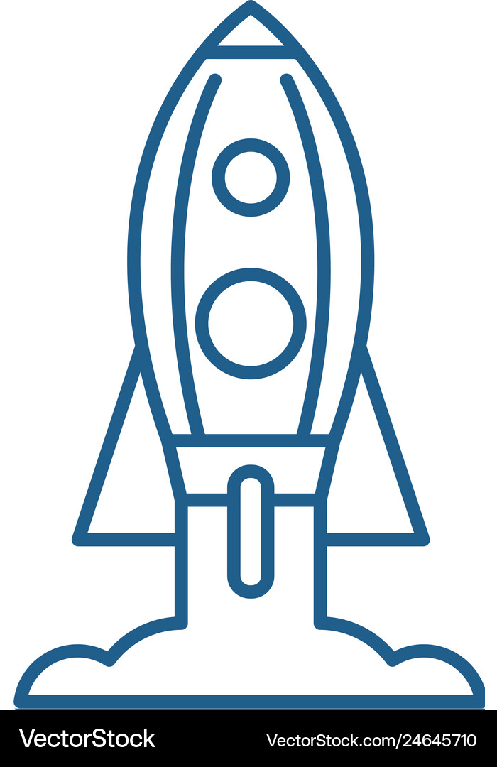 Rocket launch line icon concept launch Royalty Free Vector