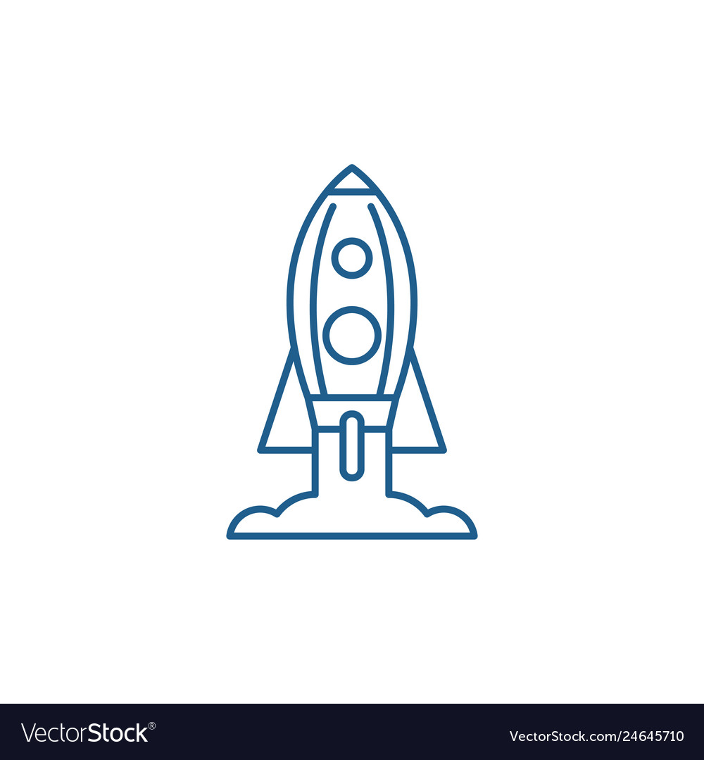 Rocket launch line icon concept