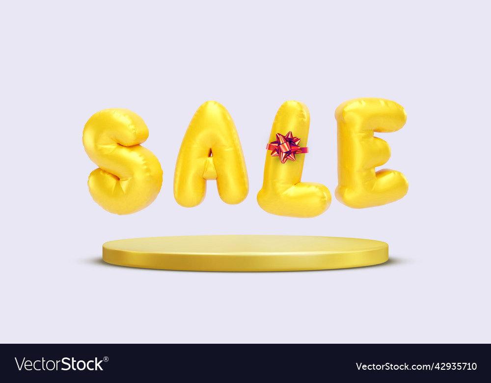 Sale - yellow realistic 3d text in the form Vector Image