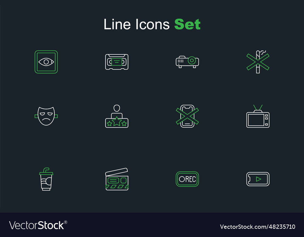 Set line online play video record button movie