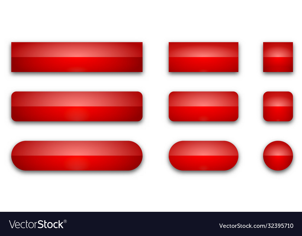 Set red glossy web buttons vector image Set red glossy web buttons