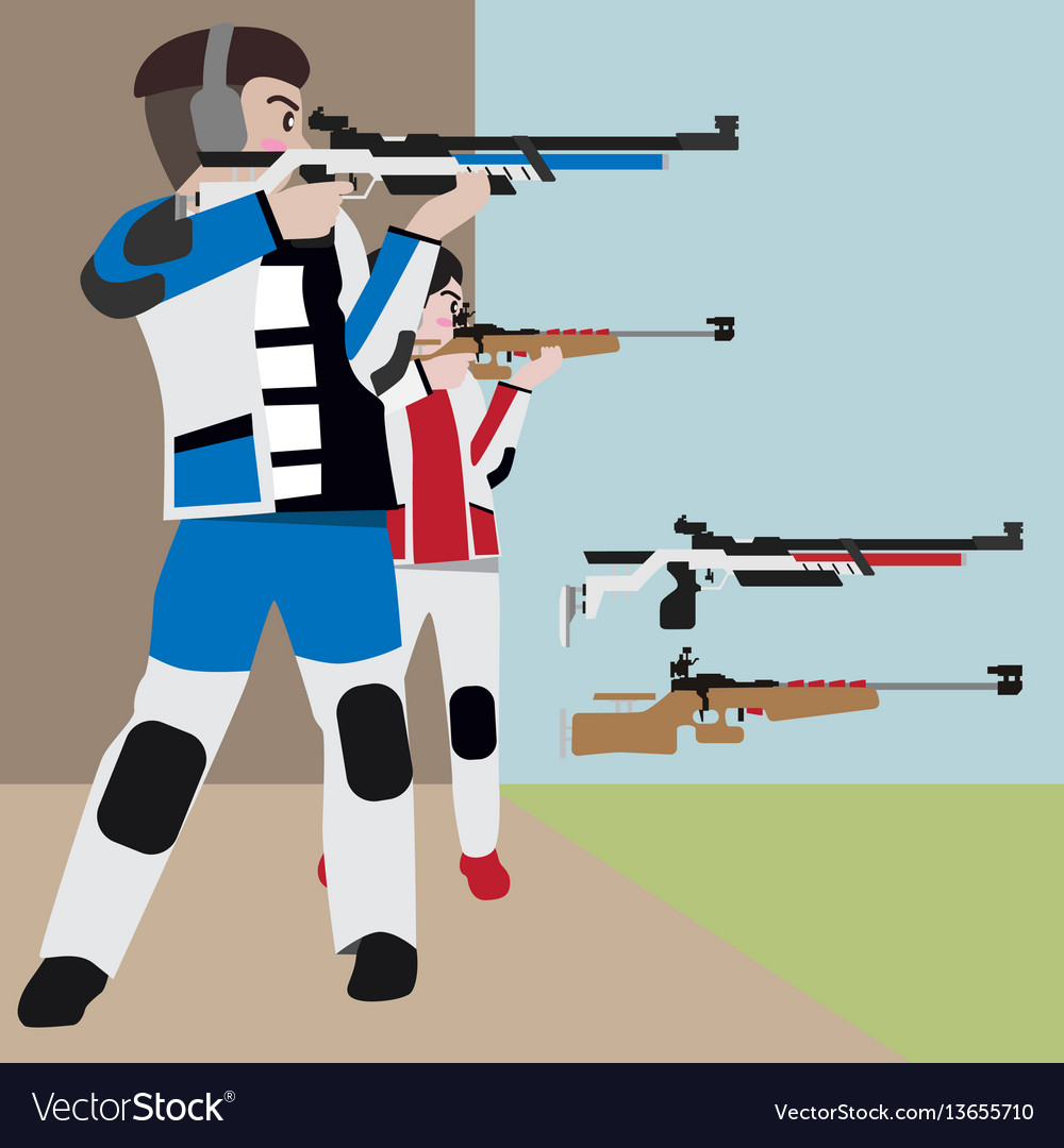 Shooting Athletic Sport Cartoon Set Royalty Free Vector