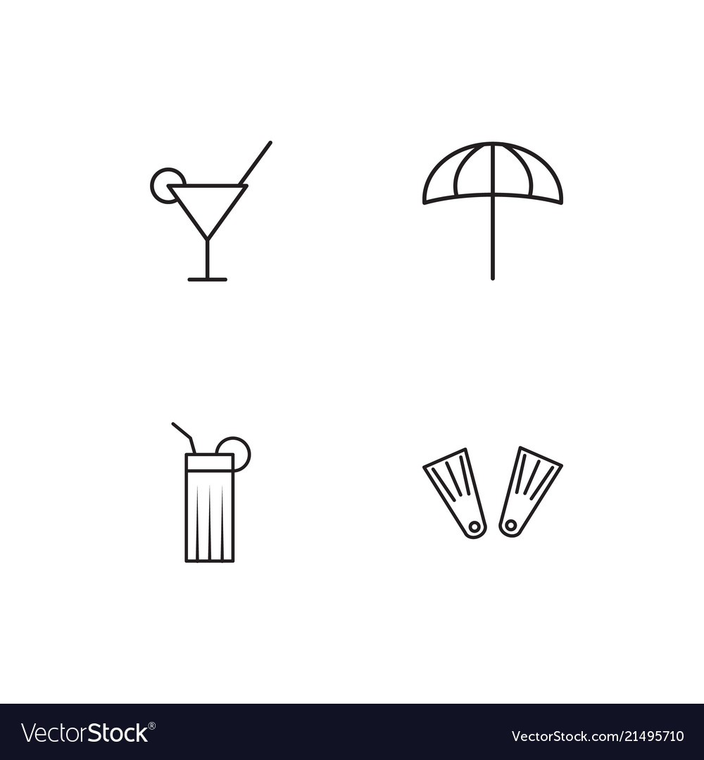 Summer linear icons set simple outline
