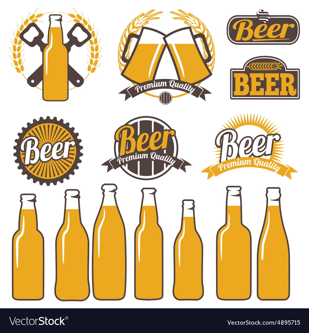 Beer icons labels signs symbols design