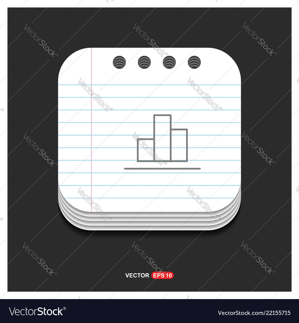 Business graph icon gray on notepad style vector image Business graph icon gray on notepad style