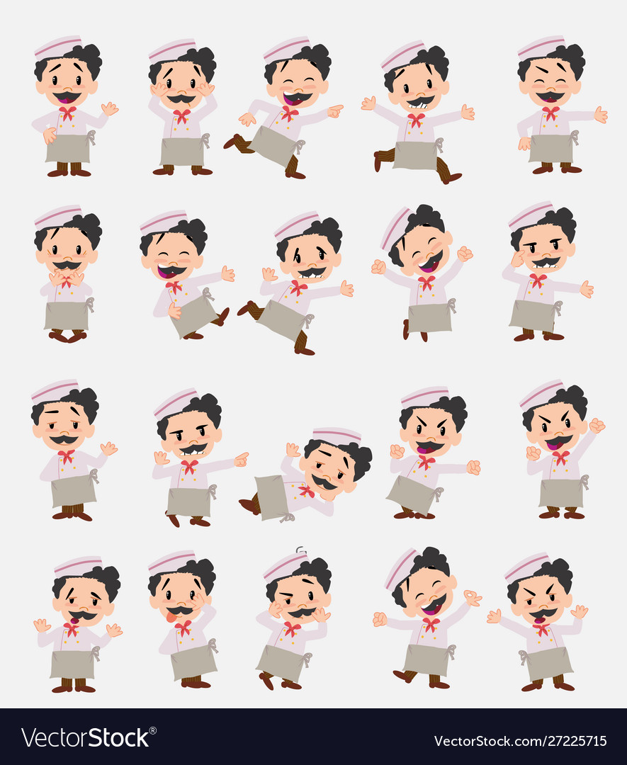 Cartoon character chef set with different vector image Cartoon character chef set with different