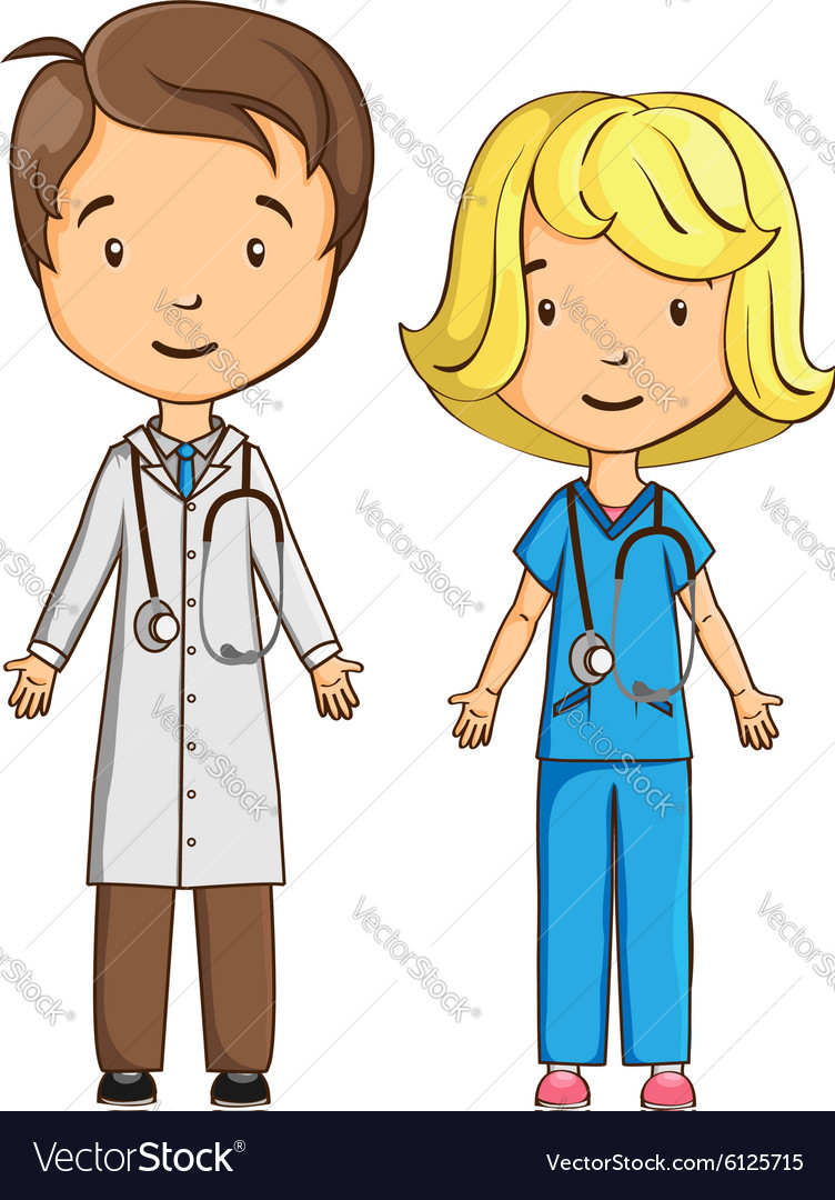 Cartoon doctor and nurse Royalty Free Vector Image